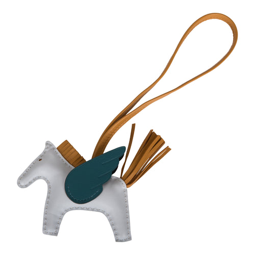 Hermes Bleu Brume/Sesame/Vert Bosphore Pegasus Horse Rodeo Bag Charm PM