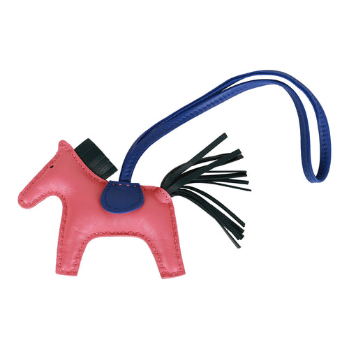 Hermes Rose Azalee/Vert Cypress/Bleu Electric Grigri Horse Rodeo Bag Charm PM