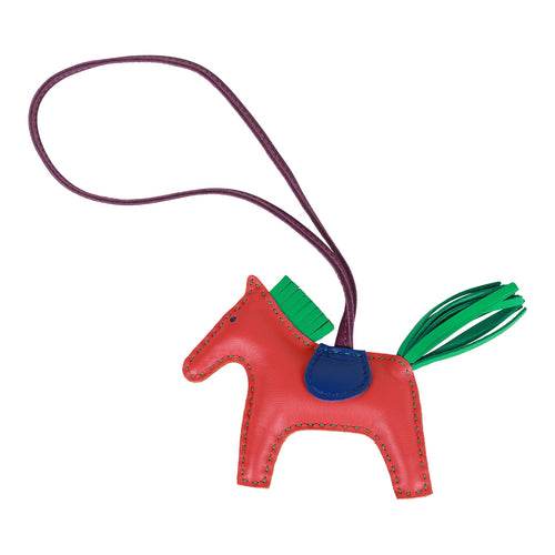 Hermes Rainbow Reversible Bouton and Rose Jaipur Rodeo Bag Charm PM