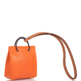Hermes Orange Mini Shopping Bag Charm