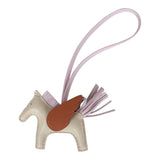 Hermes Craie/Mauve Pale/Gold Pegasus Horse Rodeo Bag Charm PM