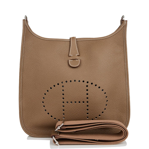 Hermes Evelyne III PM Etoupe Clemence Palladium Hardware