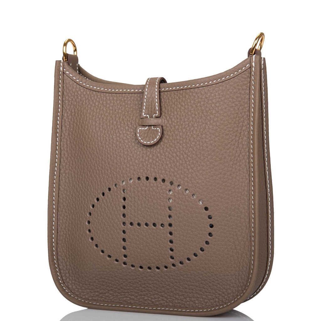 Hermès Mini Evelyne 16 Leather Bag Etoupe Clemence Gold Hardware