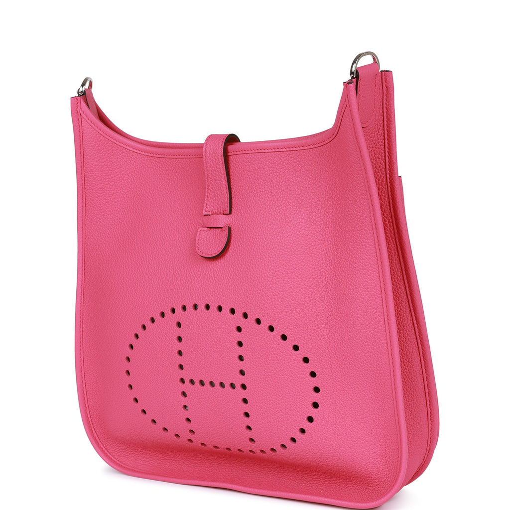 Hermes Evelyne III Crossbody Bag TPM Pink in Clemence Leather with  Silver-tone - US
