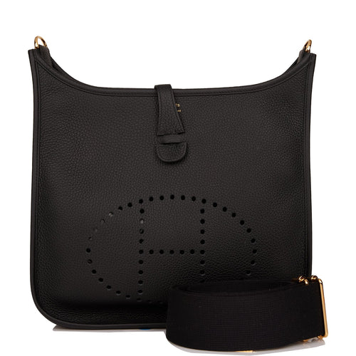Hermes Evelyne III PM Black Clemence Gold Hardware