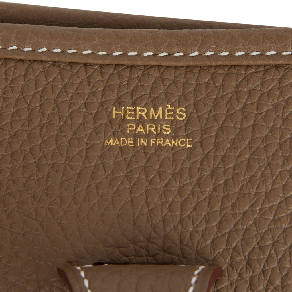 Hermès Etoupe Togo Leather Evelyne III PM with Gold Hardware. C,, Lot  #58045