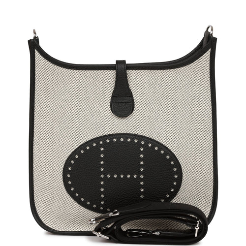 Hermes Evelyne III PM Black Togo and Toile Palladium Hardware