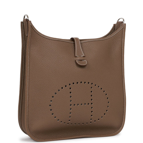 Hermes Evelyne III PM Etoupe Clemence Palladium Hardware