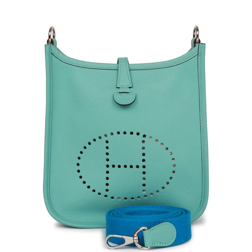 Pre-owned Hermes Evelyne TPM Bleu Atoll Epsom Palladium Hardware