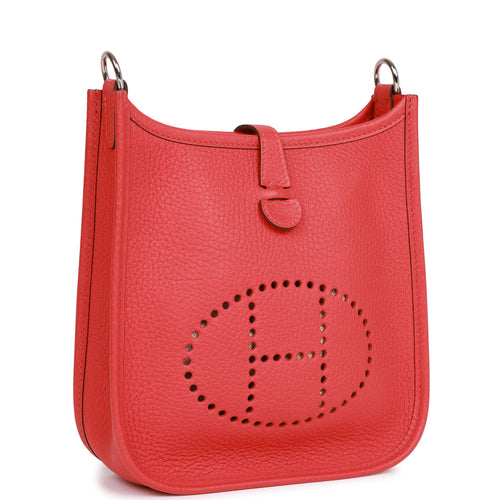 Pre-owned Hermes Evelyne TPM Rouge Pivoine Clemence Palladium Hardware