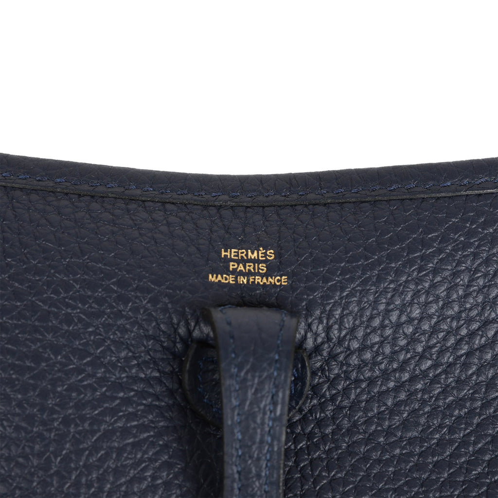 Hermes Evelyne TPM Bleu Zellige Clemence Gold Hardware – Madison Avenue  Couture