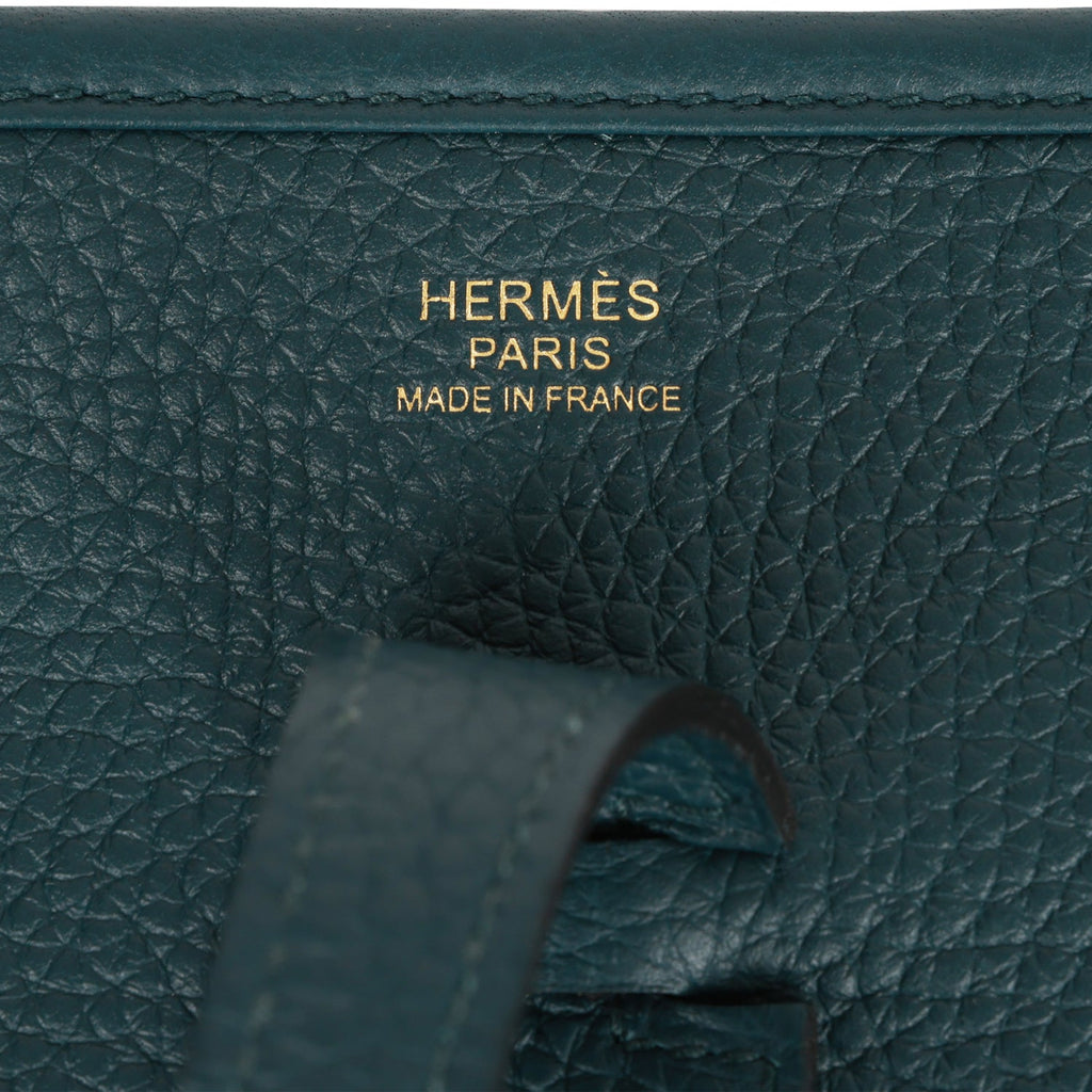 Hermès Mini Evelyne 16 Vert Rousseau/ Vert Cypress Clemence