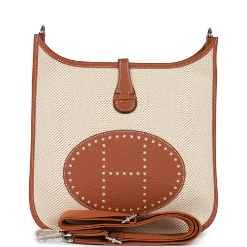 Hermes Evelyne III PM Gold Clemence and Toile Palladium Hardware