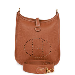 Hermes Mini Evelyne TPM Bag Gold Clemence Leather with Gold Hardware –  Mightychic