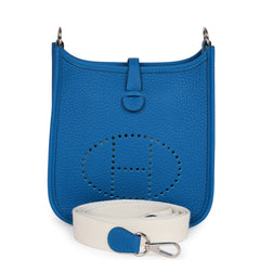 Hermes Evelyne TPM Bleu Mykonos Clemence Palladium Hardware