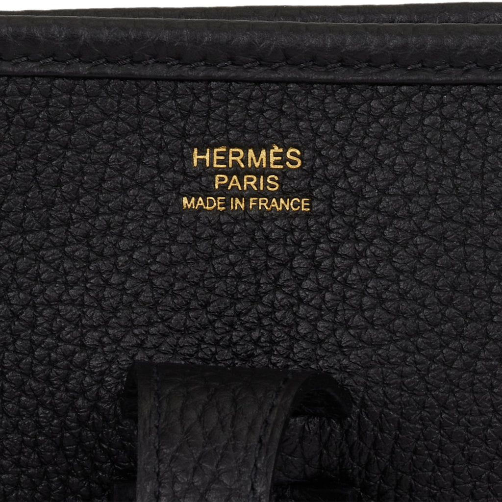 Hermes Evelyne III PM Black Clemence Gold Hardware