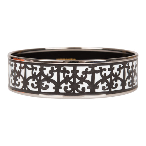 Hermes "Balcons du Guadalquivir Cloisonne" Wide Printed Enamel Bracelet GM (70) (Preloved - Excellent)