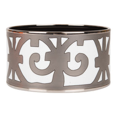 Pre-owned Hermes "Balcons du Guadalquivir Cloisonne" Extra Wide Printed Enamel Bracelet PM (65) NO RESERVE!