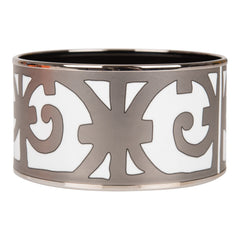 Pre-owned Hermes "Balcons du Guadalquivir Cloisonne" Extra Wide Printed Enamel Bracelet PM (65) NO RESERVE!