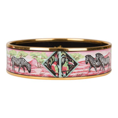 Hermes "Zebras" Wide Printed Enamel Bracelet GM (70) (Preloved - Excellent)