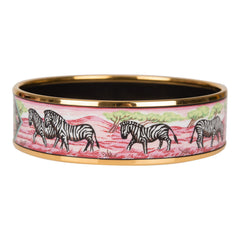 Hermes "Zebras" Wide Printed Enamel Bracelet GM (70) (Preloved - Excellent)