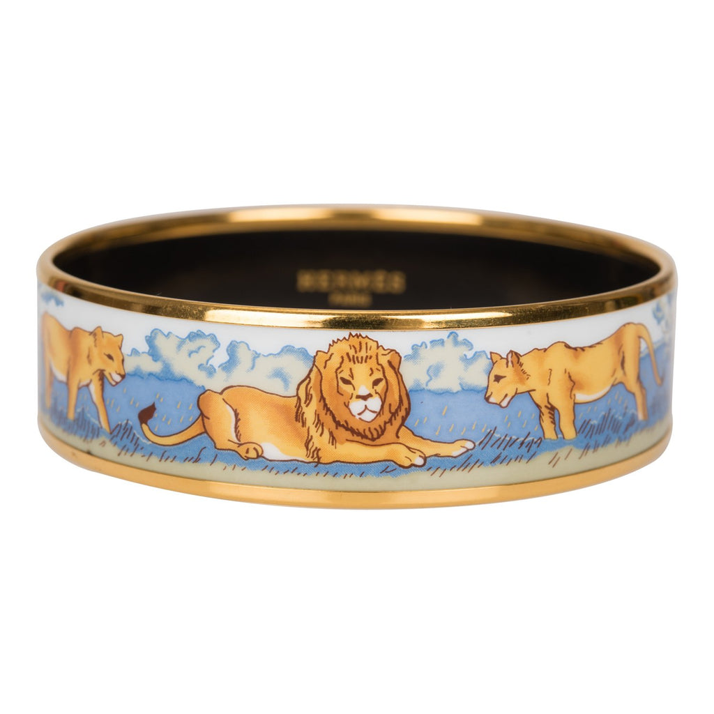 Hermes "Safari" Wide Printed Enamel Bracelet PM (65) (Preloved - Excellent)