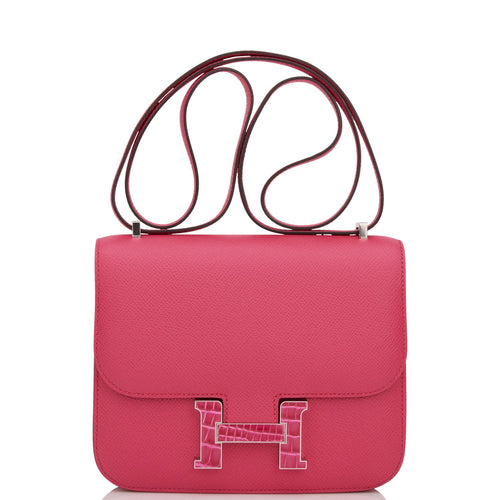 Hermes Constance 18 Rose Mexico Epsom and Alligator Palladium Hardware