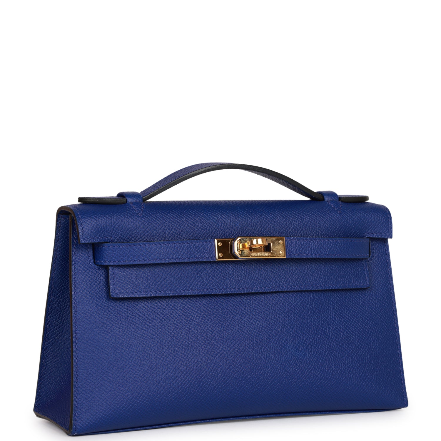 Pre-owned Hermes Kelly Pochette Bleu Electric Epsom Gold Hardware ...