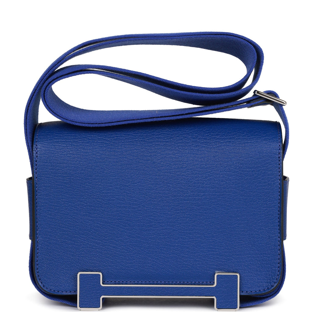 HERMES GHW Geta Bleu Brume Shoulder Bag Chevre Leather Light Blue
