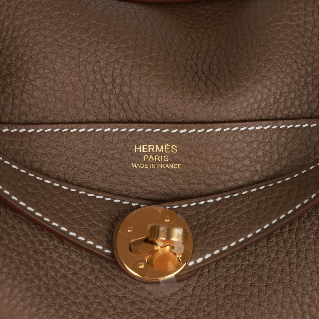 Hermes Lindy 30 Etoupe Clemence Gold Hardware