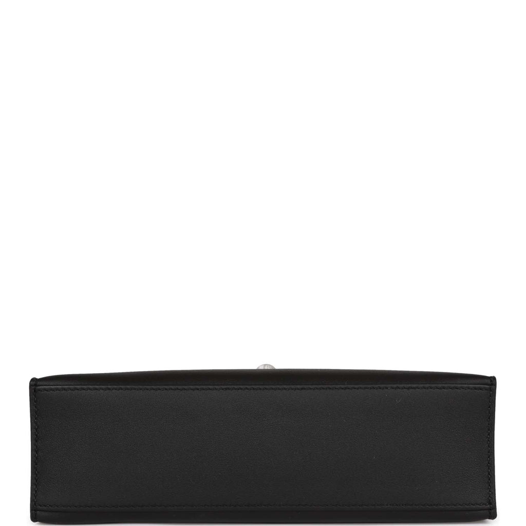 Hermès Kelly Cut Noir (Black) Swift Palladium Hardware PHW — The