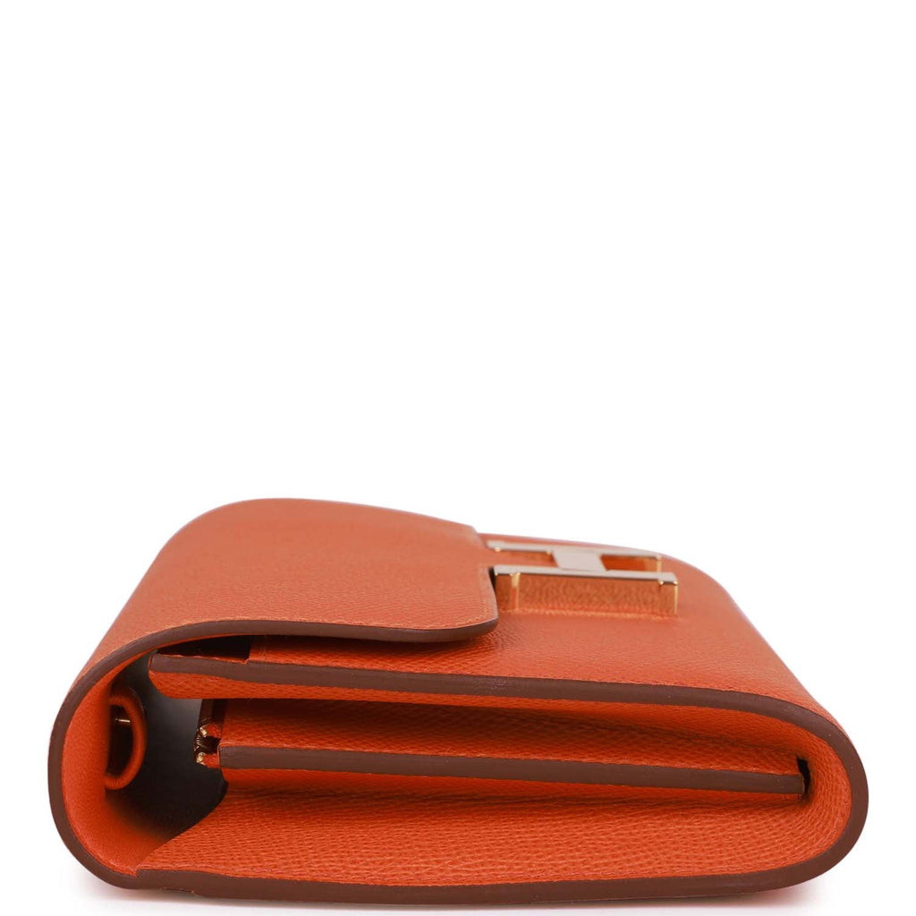 Hermes Orange Epsom Leather Zip Around Wallet - Yoogi's Closet