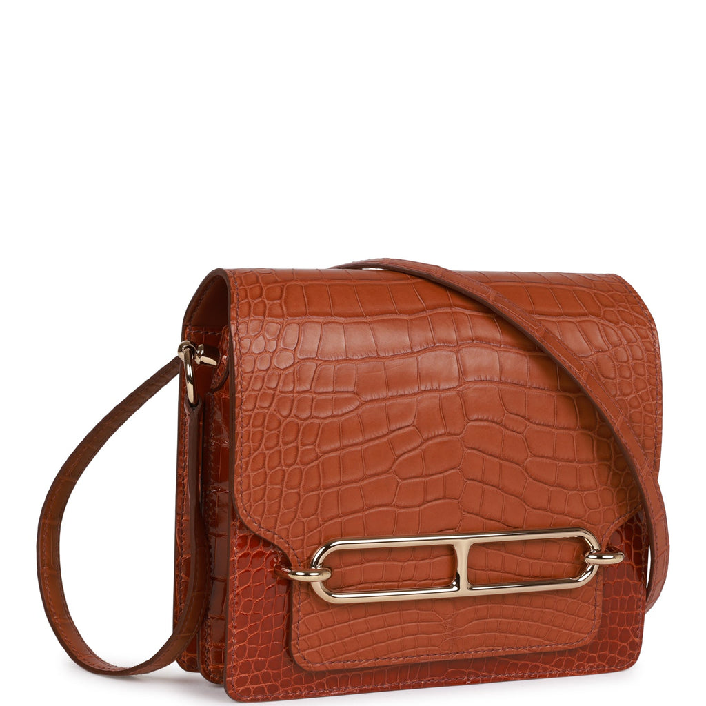 Hermes Mini Sac Roulis 18 Gold Matte and Shiny Alligator Permabrass Ha