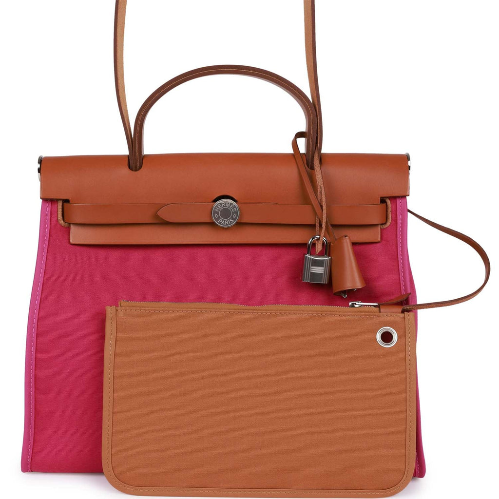 Hermes Herbag Zip PM 31 Rose Pourpre Toile H Berline Vache Hunter – Madison  Avenue Couture