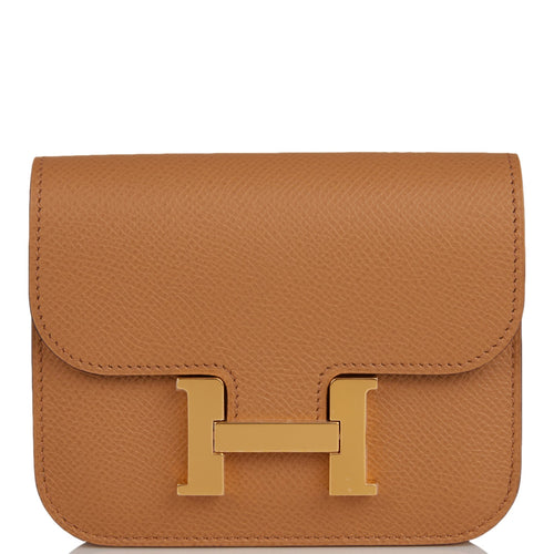 Hermes Constance Slim Wallet Biscuit Epsom Gold Hardware