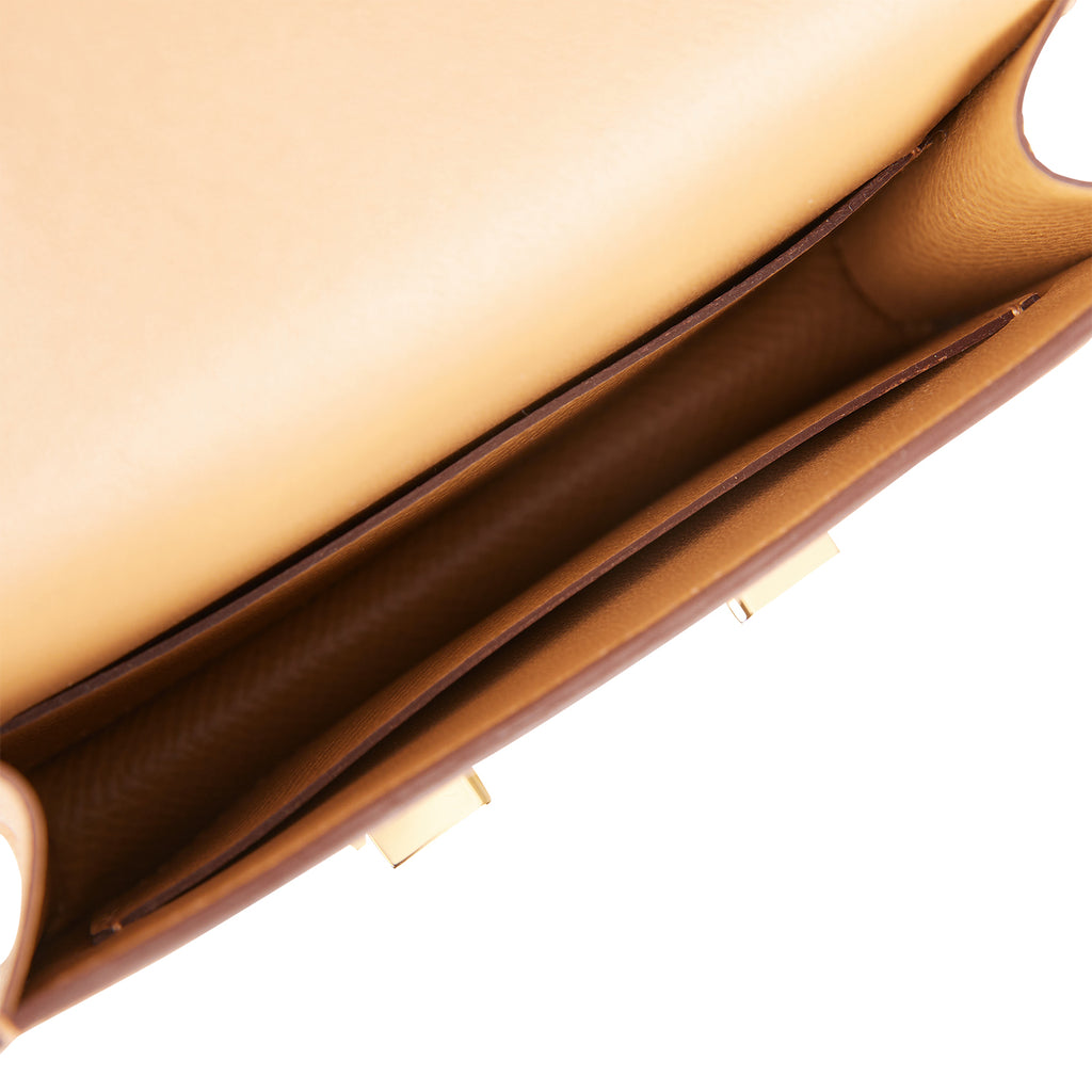 Hermès 4B Biscuit Epsom Constance Slim Wallet Waist Bag Belt Gold Hardware