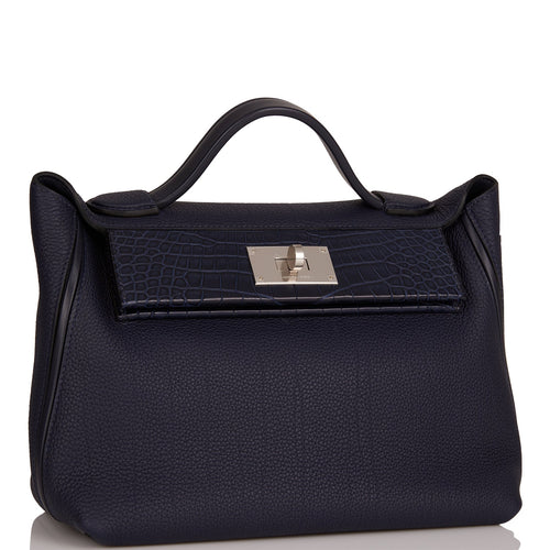 Hermes 24/24 Bag 29 Bleu Nuit Alligator and Togo Touch Palladium Hardware