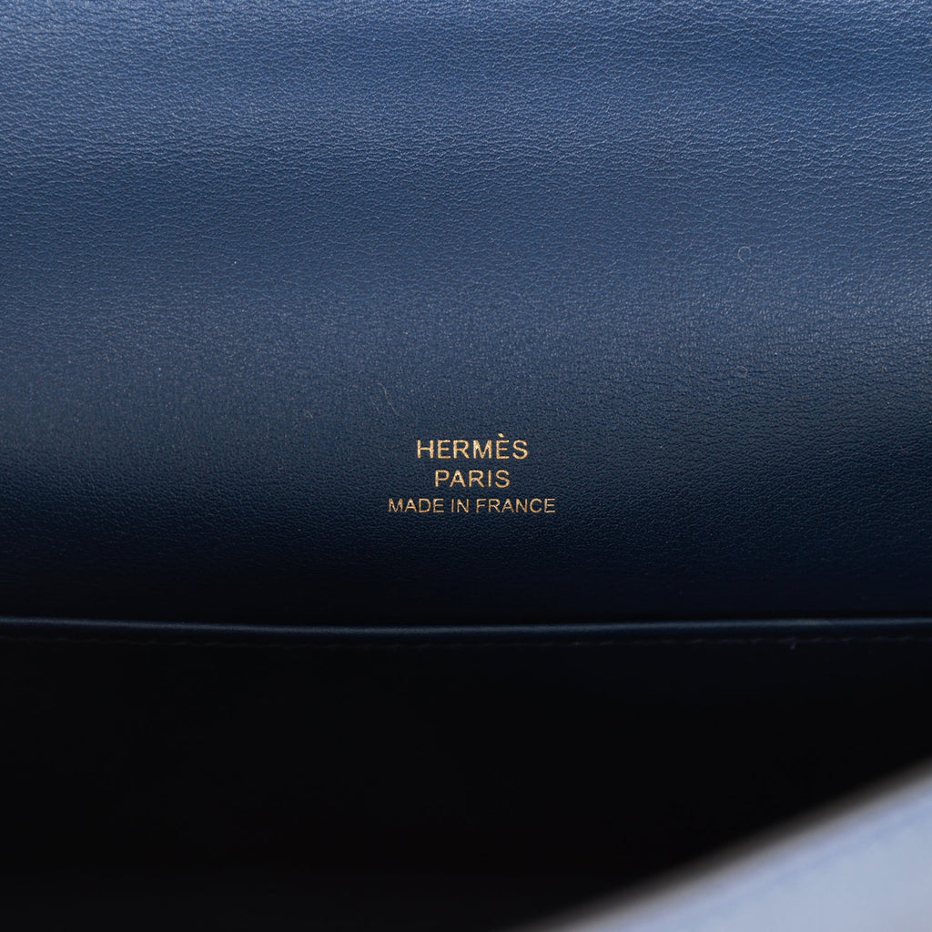 Hermes Kelly Pochette Bleu Navy Swift Gold Hardware