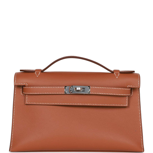 Replica Hermes Kelly Pochette Bag In Mauve Sylvestre Epsom Leather