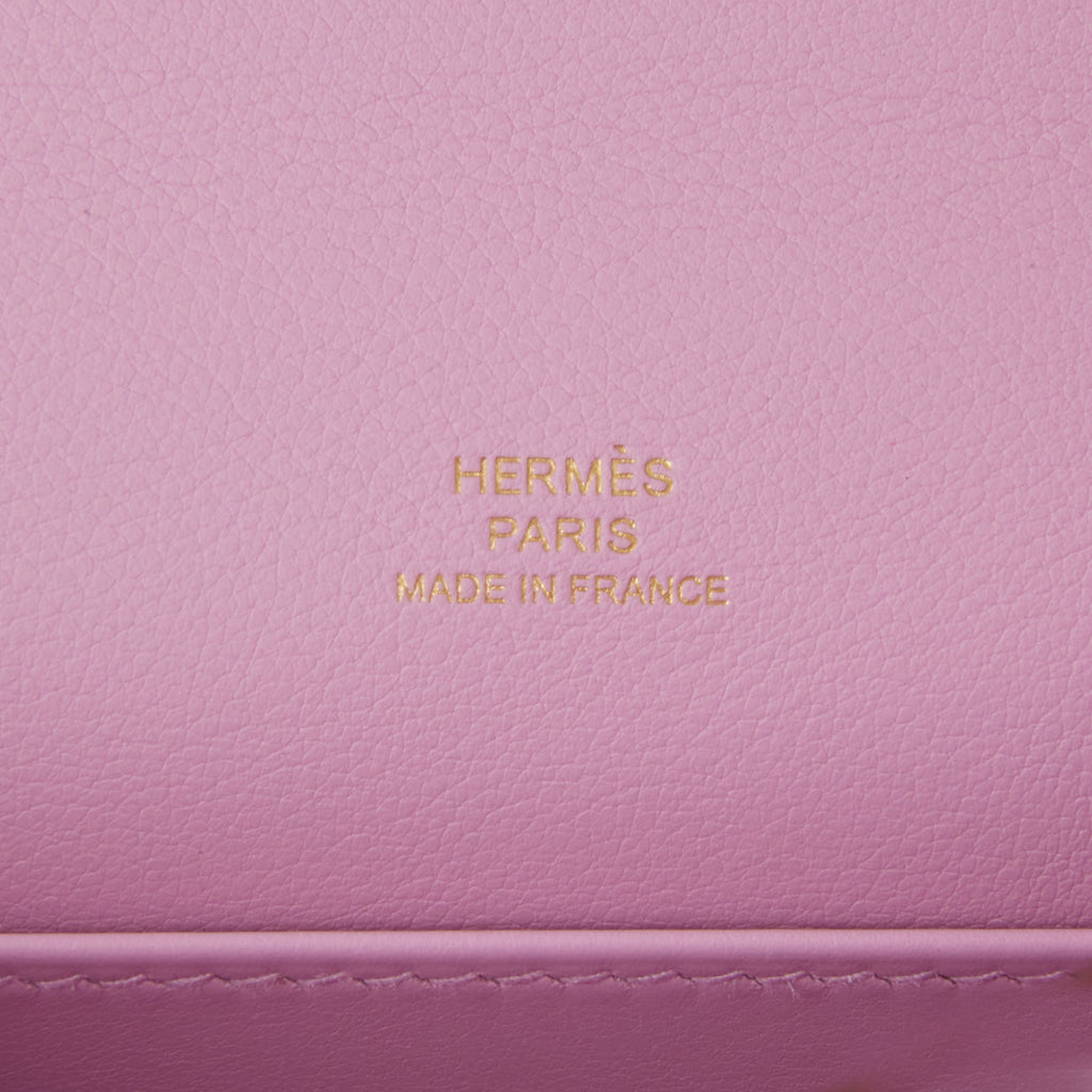 Hermès Kelly Mini Pochette Mauve Sylvestre Swift leather Rose Gold Har