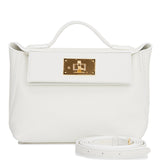 Hermes Mini 24/24 Bag White Evercolor and Swift Gold Hardware