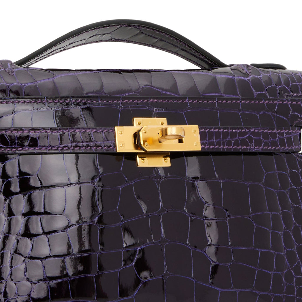 Hermes Mini Kelly Pochette 22cm Bag Shiny Mississippiensis Alligator Skin  Gold Hardware, Ultraviolet 5L - SYMode Vip