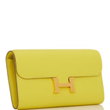 Hermes Constance Wallet To Go Lime Evercolor Gold Hardware