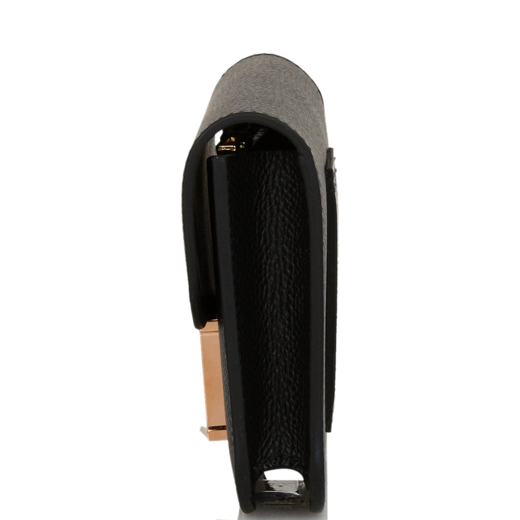 Hermès Constance Slim Wallet In Black Epsom With Gold Hardware in