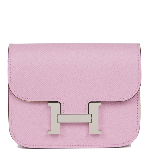 Hermes Constance Slim Wallet Mauve Sylvestre Epsom Palladium Hardware