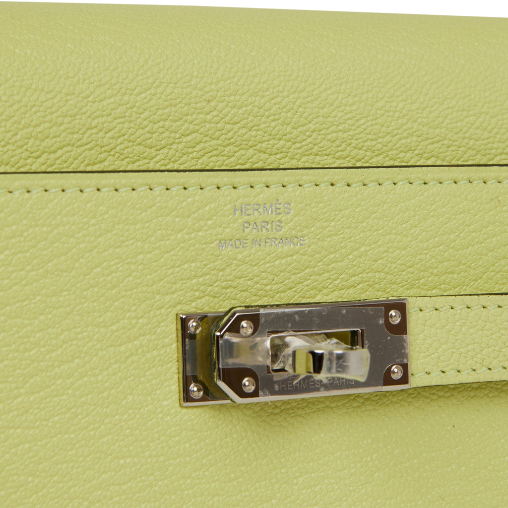Hermès Jaune Poussin Epsom Kelly Wallet PM Palladium Hardware