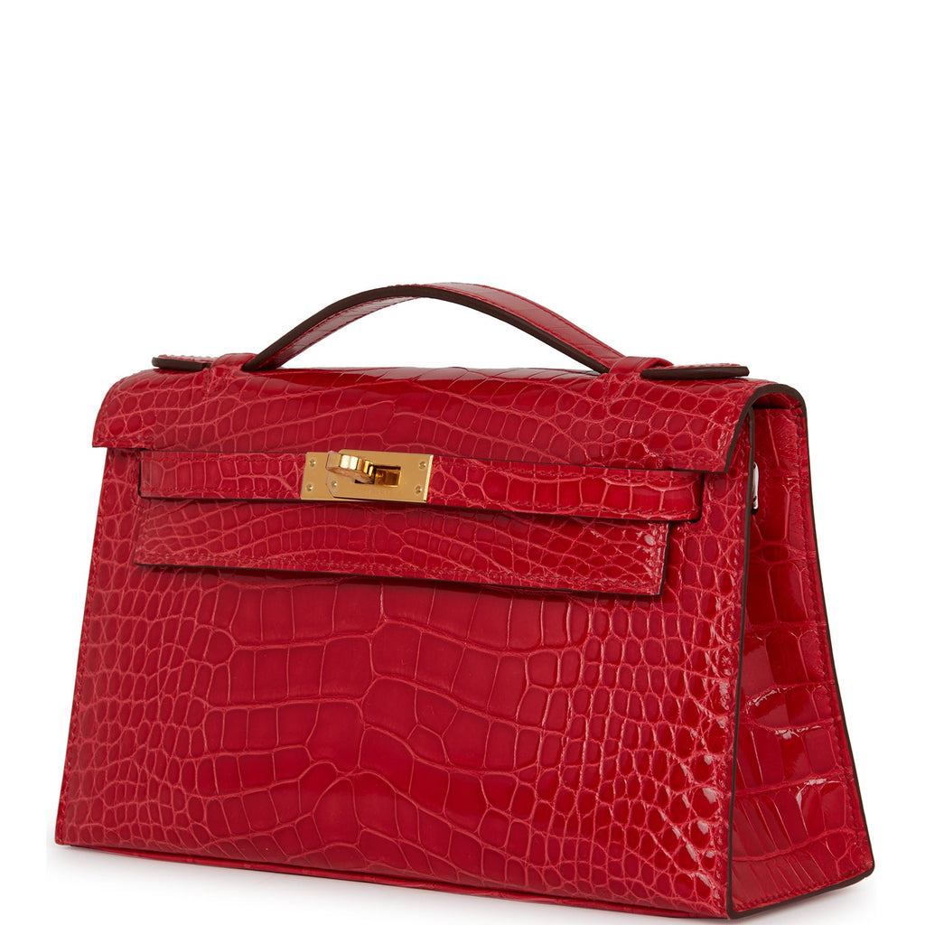 Hermes Kelly Pochette Rouge de Coeur Shiny Alligator Gold Hardware –  Madison Avenue Couture