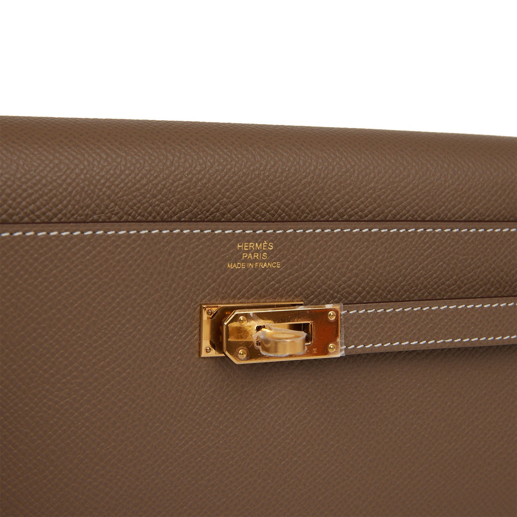 Hermès - Hermès Kelly to Go Epsom Leather Long Wallet Shoulder Bag-Gold Silver Hardware