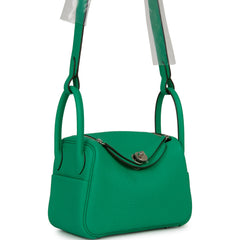 Hermes Mini Lindy Menthe Clemence Palladium Hardware