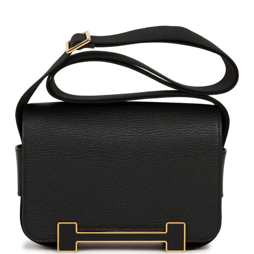 Hermes Geta Black Chevre Gold Hardware